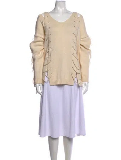 Pre-owned Mcq By Alexander Mcqueen Wool V-neck Sweater In Neutrals