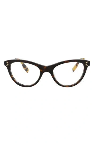 Alexander Mcqueen Mcqueen 46mm Cat Eye Optical Glasses In Havana Gold Transparent