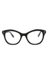 Alexander Mcqueen Mcqueen 47mm Cat Eye Optical Glasses In Black