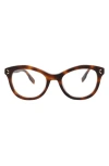 Alexander Mcqueen Mcqueen 47mm Cat Eye Optical Glasses In Havana Havana Transparent