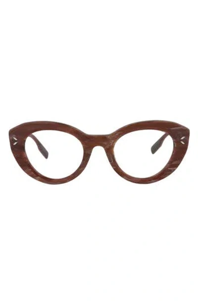 Alexander Mcqueen Mcqueen 48mm Cat Eye Optical Glasses In Brown