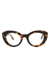 Alexander Mcqueen Mcqueen 48mm Cat Eye Optical Glasses In Havana Havana Transparent