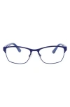 Alexander Mcqueen Mcqueen 49mm Core Rectangle Optical Glasses In Blue Blue Transparent
