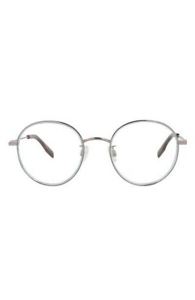 Alexander Mcqueen Mcqueen 49mm Round Optical Glasses In Ruthenium Transparent
