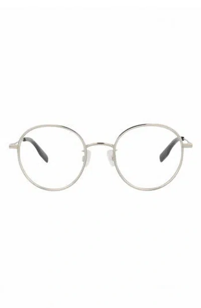 Alexander Mcqueen Mcqueen 49mm Round Optical Glasses In Silver Silver Transparent