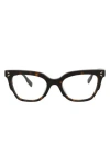 Alexander Mcqueen Mcqueen 50mm Cat Eye Optical Glasses In Havana Havana Transparent