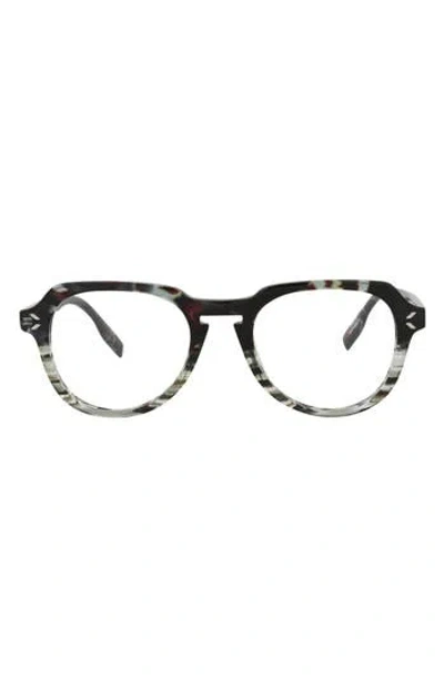 Alexander Mcqueen Mcqueen 50mm Round Optical Glasses In Havana Green Transparent