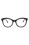 Alexander Mcqueen Mcqueen 51mm Cat Eye Optical Frames In Black Black Transparent