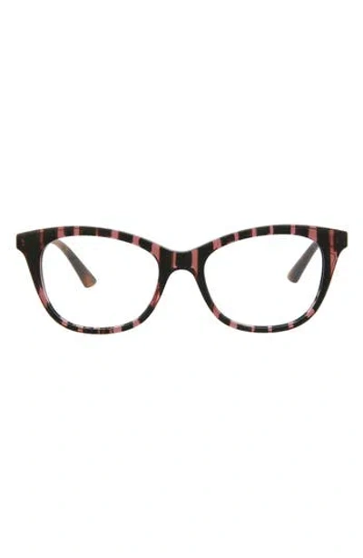 Alexander Mcqueen Mcqueen 51mm Oval Optical Glasses In Burgundy Havana