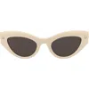 Alexander Mcqueen Mcqueen 52mm Cat Eye Sunglasses In Ivory Ivory Grey