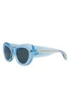 Alexander Mcqueen Mcqueen 52mm Cat Eye Sunglasses In Light Blue Light Blue Blue