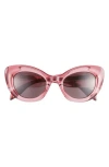Alexander Mcqueen Mcqueen 52mm Cat Eye Sunglasses In Pink Pink Grey