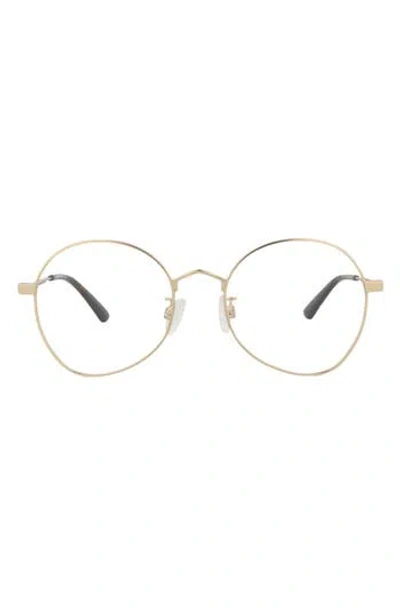 Alexander Mcqueen Mcqueen 52mm Round Optical Frames In Gold Gold Transparent