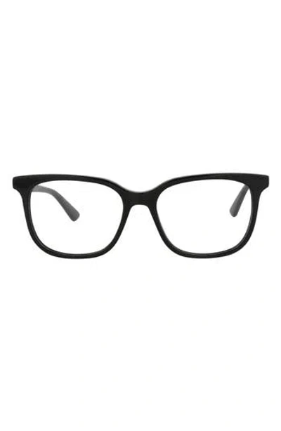 Alexander Mcqueen Mcqueen 52mm Square Optical Glasses In Black Black Transparent