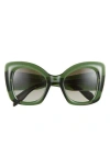 Alexander Mcqueen Mcqueen 53mm Cat Eye Sunglasses In Green Green Green
