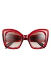 Alexander Mcqueen Mcqueen 53mm Cat Eye Sunglasses In Red Red Brown