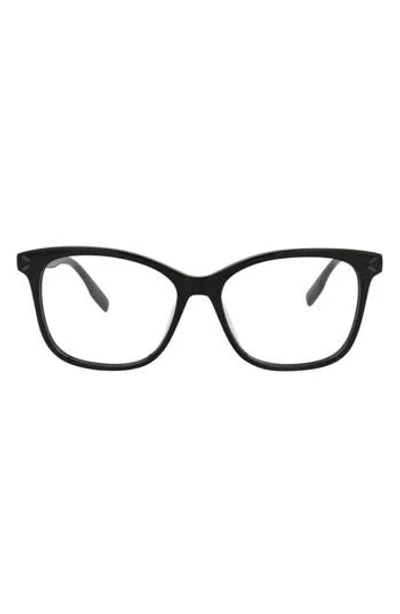 Alexander Mcqueen Mcqueen 53mm Square Optical Glasses In Black Black Transparent