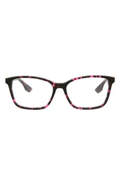 Alexander Mcqueen Mcqueen 54mm Core Square Optical Glasses In Havana Transparent