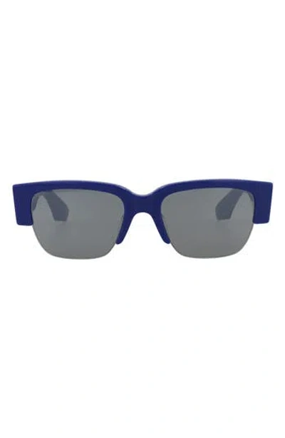 Alexander Mcqueen Mcqueen 54mm Rectangle Sunglasses In Blue Blue Silver