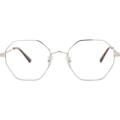 Alexander Mcqueen Mcqueen 54mm Square Optical Glasses In Silver Silver Transparent
