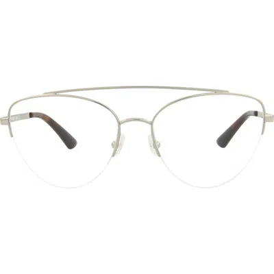 Alexander Mcqueen Mcqueen 55mm Pilot Optical Glasses In Silver Silver Transparent