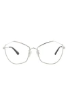 Alexander Mcqueen Mcqueen 56mm Cat Eye Optical Glasses In Silver Silver Transparent