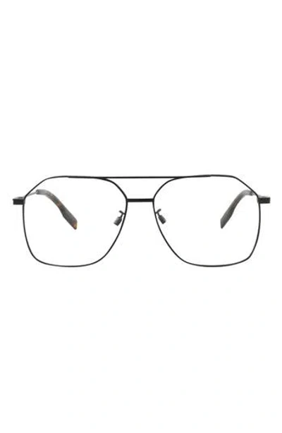 Alexander Mcqueen Mcqueen 57mm Aviator Optical Glasses In Metallic