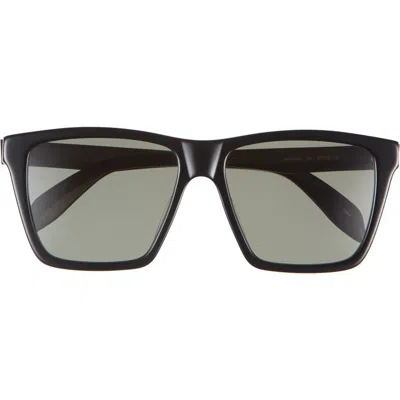 Alexander Mcqueen Mcqueen 57mm Square Sunglasses In Black Silver Green
