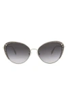 Alexander Mcqueen Mcqueen 59mm Studded Cat Eye Sunglasses In Silver Silver Grey