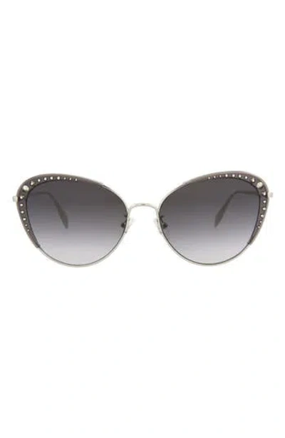Alexander Mcqueen Mcqueen 59mm Studded Cat Eye Sunglasses In Gray