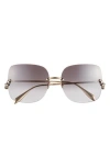 Alexander Mcqueen Mcqueen 63mm Frameless Sunglasses In Gold Gold Grey
