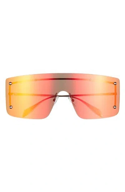 Alexander Mcqueen Mcqueen 99mm Rimless Aviator Sunglasses In Silver Silver Red