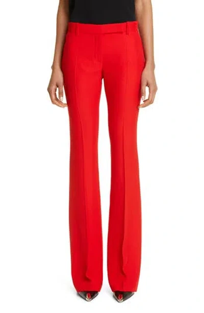 Alexander Mcqueen Leaf Crepe Slim Bootcut Pants In 6085 Red