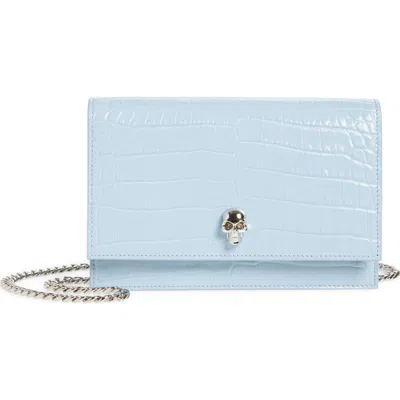 ALEXANDER MCQUEEN ALEXANDER MCQUEEN MINI SKULL CROC EMBOSSED LEATHER SHOULDER BAG