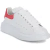 Alexander Mcqueen Kids Oversized Leather Sneakers In White/coral