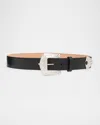 Alexander Mcqueen Arrow Leather Buckle Belt In 1000 Black Silver