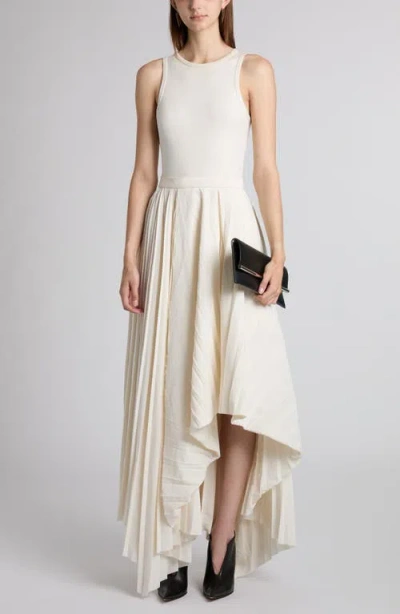 ALEXANDER MCQUEEN MCQUEEN ASYMMETRIC PLEATED COTTON DRESS