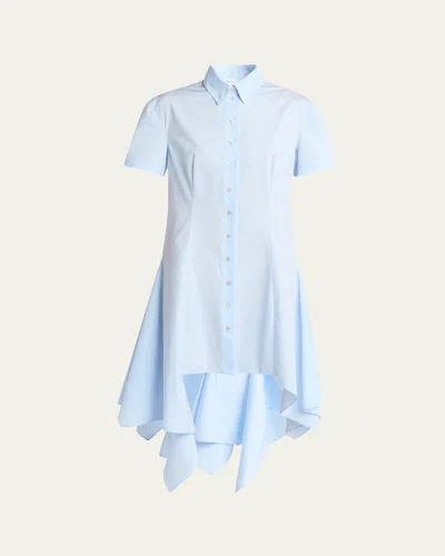 Alexander Mcqueen Asymmetric Poplin Shirtdress In Shirting Blue