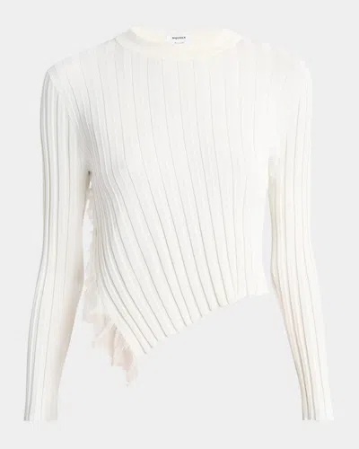 ALEXANDER MCQUEEN ASYMMETRIC RUFFLE CREWNECK SWEATER