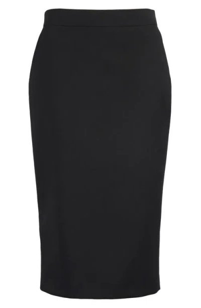 Alexander Mcqueen Mcqueen Back Button Wool Gabardine Pencil Skirt In Black