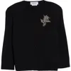 Alexander Mcqueen Floral Crystal Knit Cardigan In Black/crystal