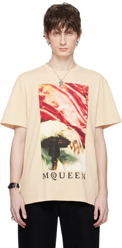 Alexander Mcqueen Crew Neck Graphic Print Short Sleeves In Multicolour