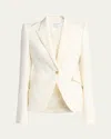 Alexander Mcqueen Mcqueen Single Breasted Wool Martingale Blazer In Bone