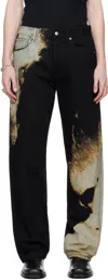 Alexander Mcqueen Black & Gray Abstract Print Jeans In 1080