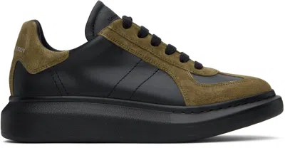 Alexander Mcqueen Black & Khaki Oversized Retro Sneakers In 1042