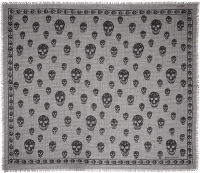 ALEXANDER MCQUEEN BLACK & WHITE HOUNDSTOOTH SKULL SCARF