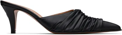Alexander Mcqueen Black Birdee Ruched Mules In 1000 Black