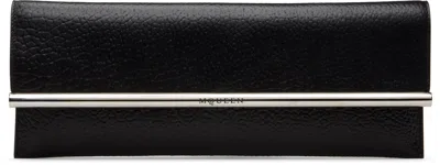 Alexander Mcqueen Black Cross-b Long Clutch In 1000 Black/silver