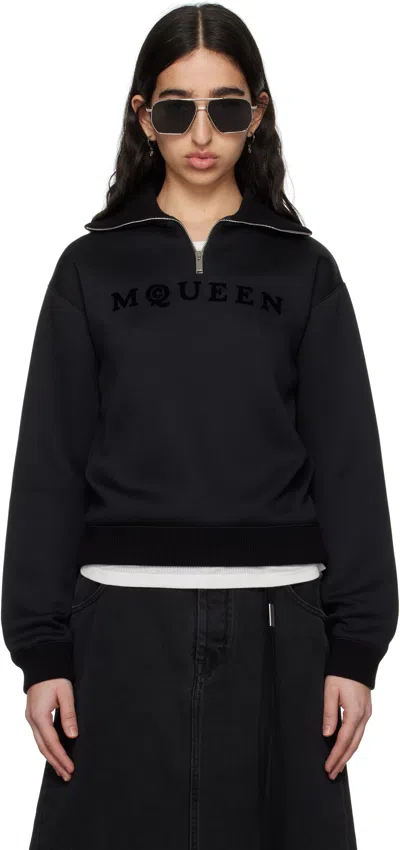 Alexander Mcqueen Black Cut & Sew Sweatshirt In 1000 Black