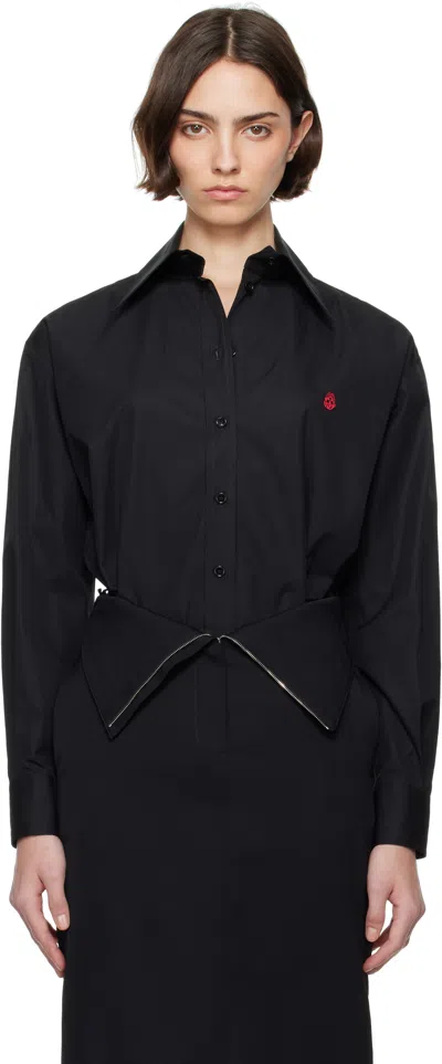 Alexander Mcqueen Black Embroidered Skull Shirt In 1000 Black